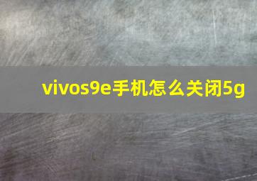 vivos9e手机怎么关闭5g