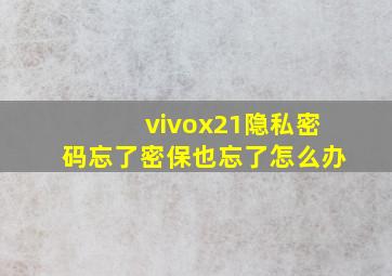 vivox21隐私密码忘了密保也忘了怎么办