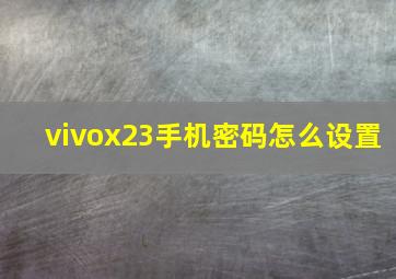 vivox23手机密码怎么设置