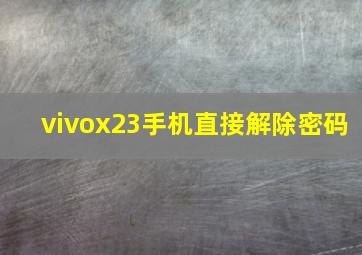 vivox23手机直接解除密码