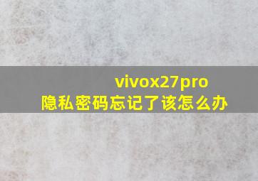 vivox27pro隐私密码忘记了该怎么办