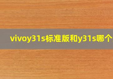 vivoy31s标准版和y31s哪个好