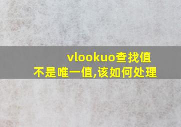 vlookuo查找值不是唯一值,该如何处理