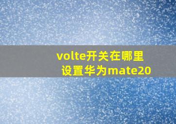 volte开关在哪里设置华为mate20