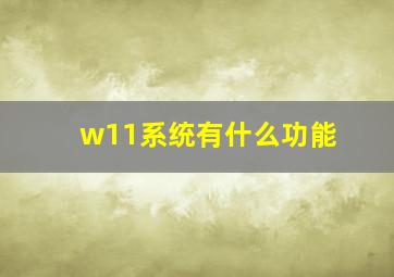 w11系统有什么功能