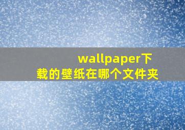 wallpaper下载的壁纸在哪个文件夹