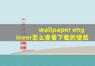 wallpaper engineer怎么查看下载的壁纸