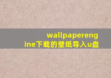 wallpaperengine下载的壁纸导入u盘