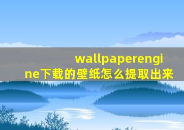 wallpaperengine下载的壁纸怎么提取出来