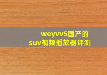 weyvv5国产的suv视频播放器评测