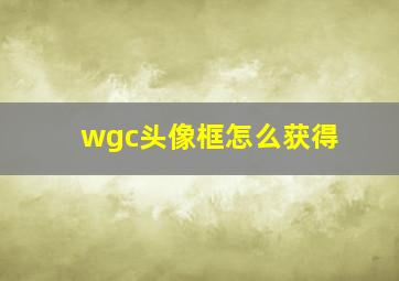 wgc头像框怎么获得