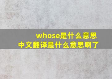 whose是什么意思中文翻译是什么意思啊了