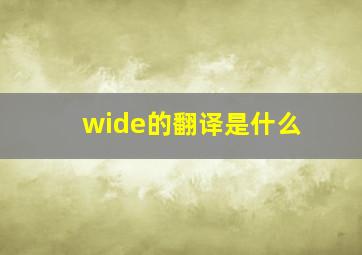 wide的翻译是什么