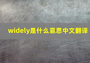 widely是什么意思中文翻译