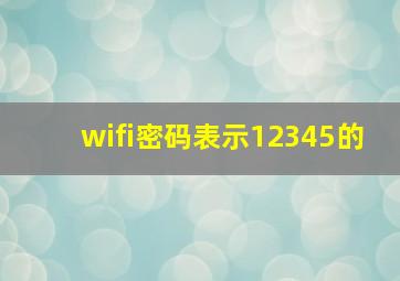 wifi密码表示12345的