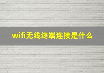 wifi无线终端连接是什么