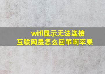 wifi显示无法连接互联网是怎么回事啊苹果