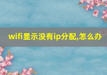 wifi显示没有ip分配,怎么办