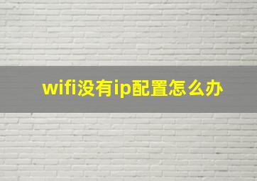 wifi没有ip配置怎么办