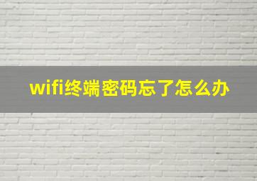 wifi终端密码忘了怎么办