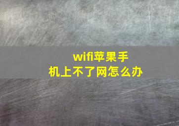 wifi苹果手机上不了网怎么办