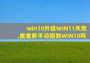 win10升级WIN11失败,能重新手动回到WIN10吗