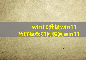 win10升级win11蓝屏掉盘如何恢复win11