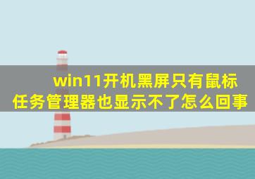 win11开机黑屏只有鼠标任务管理器也显示不了怎么回事