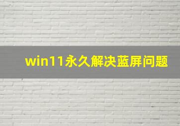 win11永久解决蓝屏问题