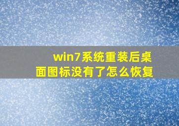 win7系统重装后桌面图标没有了怎么恢复