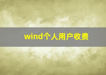 wind个人用户收费