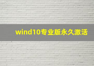 wind10专业版永久激活