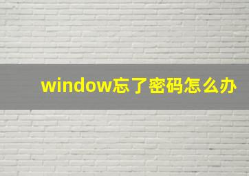 window忘了密码怎么办