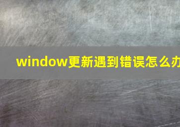 window更新遇到错误怎么办