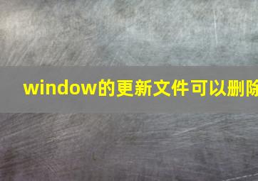 window的更新文件可以删除