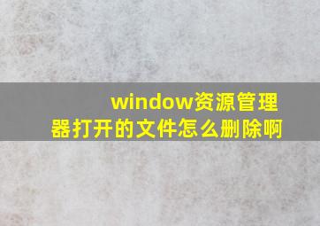 window资源管理器打开的文件怎么删除啊