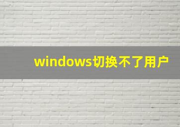 windows切换不了用户