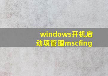 windows开机启动项管理mscfing