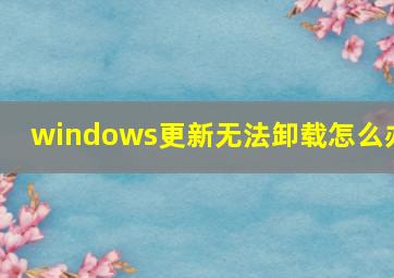 windows更新无法卸载怎么办