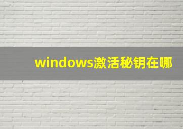 windows激活秘钥在哪