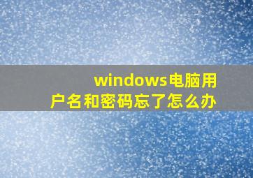 windows电脑用户名和密码忘了怎么办