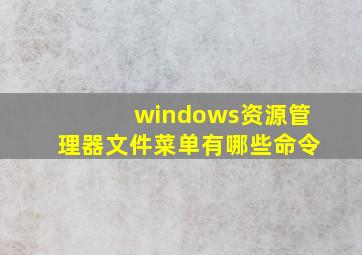 windows资源管理器文件菜单有哪些命令