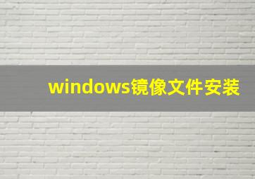 windows镜像文件安装