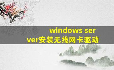 windows server安装无线网卡驱动