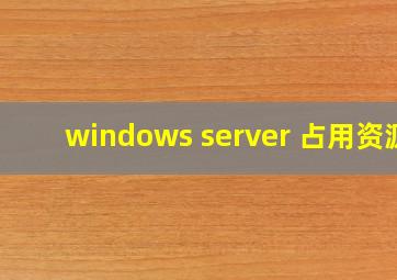 windows server 占用资源