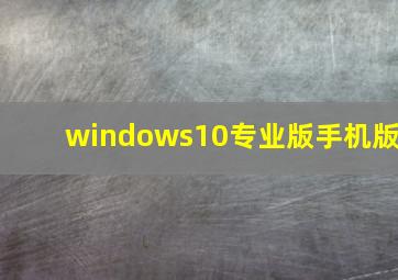 windows10专业版手机版