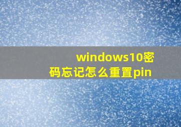 windows10密码忘记怎么重置pin