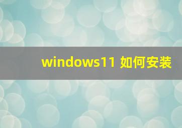 windows11 如何安装