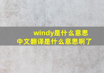 windy是什么意思中文翻译是什么意思啊了