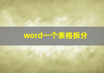 word一个表格拆分